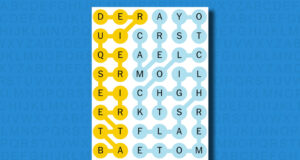 NYT Strands Jawaban untuk Game 482 dengan latar belakang biru