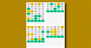 Jawaban Quordle untuk Game 1250 dengan latar belakang kuning