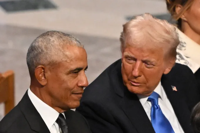 Donald Trump speaks with Barack Obama