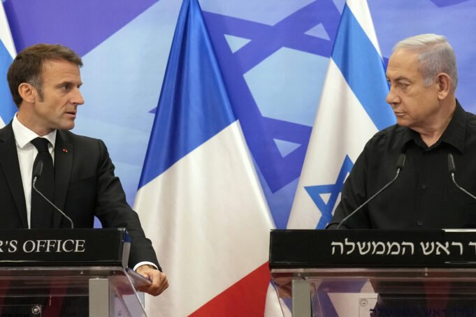 Macron, and, Netanyahu, Israel