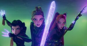 Fictional KPop band Huntr/x prepare for battle in KPop Demon Hunters