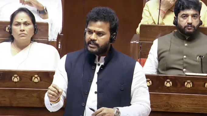 Union Civil Aviation Minister K Rammohan Naidu speaks in the Rajya Sabha during the first day of the Monsoon session of Parliament, in New Delhi, Monday, July 21, 2025. 