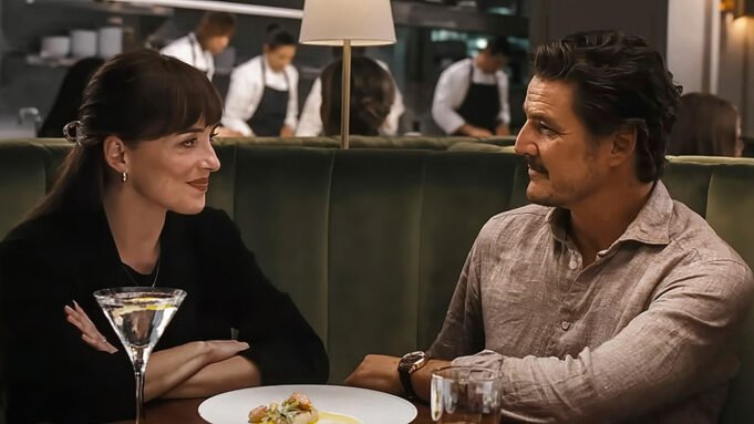 MATERIALISTS, from left: Dakota Johnson, Pedro Pascal, 2025.  © A24 /Courtesy Everett Collection