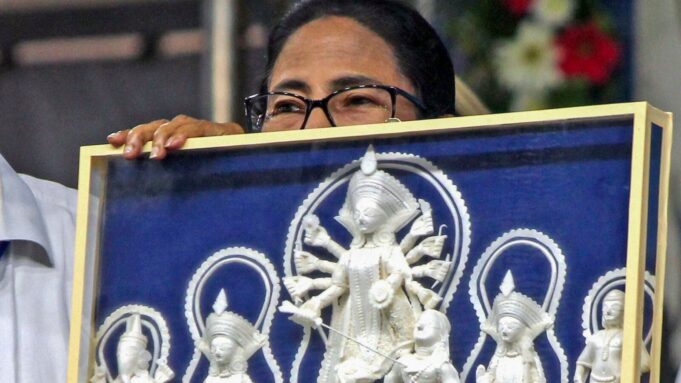 Birbhum: West Bengal Chief Minister Mamata Banerjee speaks during the inauguration of various development projects, in Birbhum, Tuesday, July 29, 2025. (PTI Photo)(PTI07_29_2025_000624B)