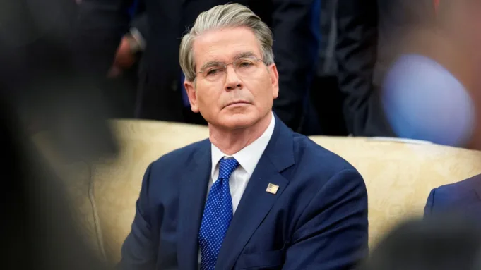 U.S. Treasury Secretary Scott Bessent attends a meeting between President Donald Trump and Philippine President Ferdinand Marcos Jr., in the Oval Office at the White House in Washington, D.C., U.S., July 22, 2025. REUTERS/Kent Nishimura