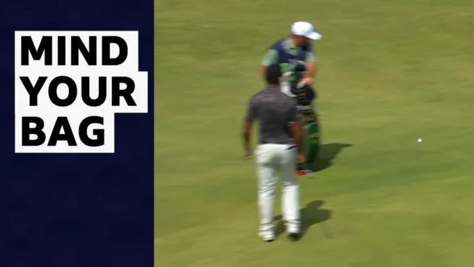Aaron Rai and caddie