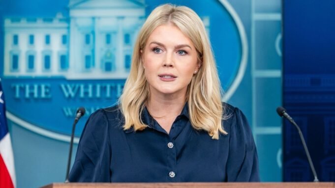 Karoline Leavitt, White House press secretary, during a news conference in the James S. Brady Press Briefing Room of the White House in Washington, DC, US, on Thursday, July 31, 2025. Photographer: Eric Lee/Bloomberg