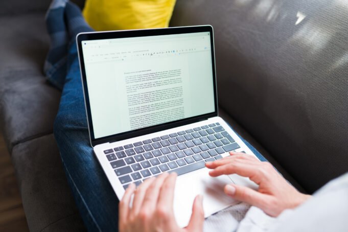 Stock image of someone typing.