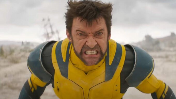 Hugh Jackman's angry Wolverine looking directly into the camera in Deadpool and Wolverine