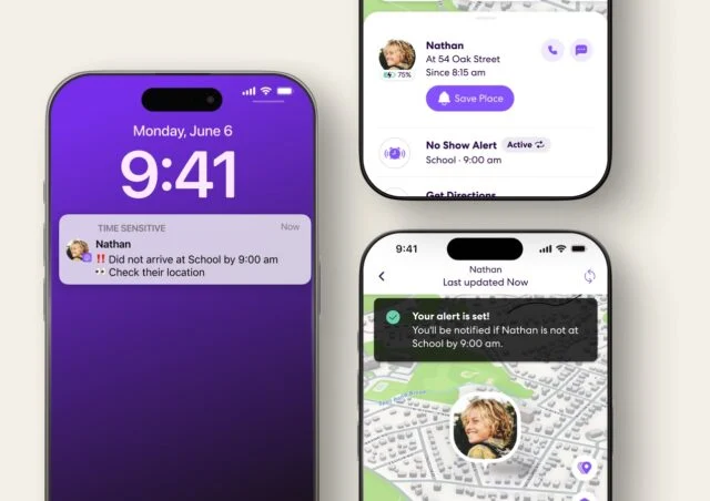 Tangkapan layar yang menunjukkan fitur check-in baru di Life360 