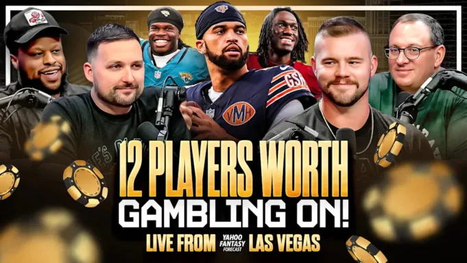 Langsung dari The Venesia di Las Vegas, kami memiliki edisi Pod yang sangat istimewa dengan Matt Harmon dan kru semua dalam mengidentifikasi 12 pemain berisiko yang layak berjudi di musim fantasi ini. Scott Pianowski, Justin Boone dan Charles McDonald bergabung dengan Harmon dalam mencoba membuat kasus 'boom' untuk pemain fantasi paling terpolarisasi musim draf ini. Jika para pemain ini mencapai, mereka dapat membawa Anda ke kejuaraan fantasi pada tahun 2025.