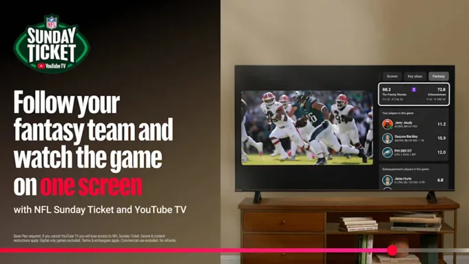 Tiket NFL Sunday dan TV YouTube memiliki fitur, Fantasy View, untuk membantu manajer tidak melewatkan tindakan apa pun musim ini.
