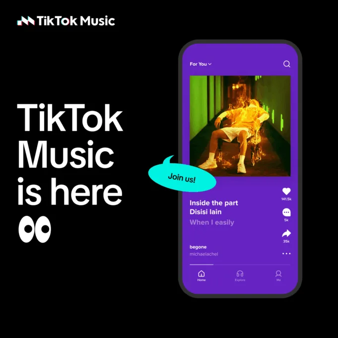 Tiktok meluncurkan layanan streaming musik di Brasil dan Indonesia yang disebut 'Tiktok Music'
