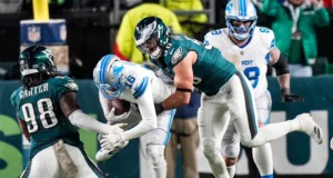 Pelanggaran Lions diintimidasi oleh Eagles dalam kekalahan 16 – 9 hingga tersingkir dari babak playoff NFC