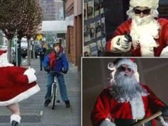 Perampokan Sinterklas sebelum Natal: Pencuri yang menyamar merampok supermarket, memberikan hasil jarahannya kepada yang membutuhkan