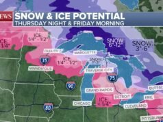 Badai besar musim dingin diperkirakan akan membawa salju, es ke wilayah Barat Tengah dan Timur Laut