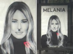 Poster Film Melania Trump Dirusak Dengan Stache Hitler Di LA
