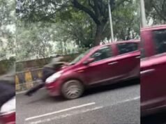 Video clip: Seorang pria mencoba menghindari pemeriksaan kendaraan, menabrakkan mobil ke polisi lalu lintas Greater Noida, menyeretnya sejauh 500 meter dengan kap mesin