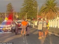 Operasi besar-besaran polisi ketika seorang pria bersenjatakan gergaji mesin ditembak mati setelah diduga menikam seorang wanita dan mengancam pengemudi dengan pisau