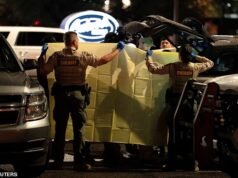 Polisi Nancy Guthrie memegang lembaran saat mereka mengeluarkan barang-barang dari Range Rover setelah mereka menahan seorang pria di halte lalu lintas di tempat parkir restoran