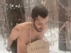 Komandan Rusia menelanjangi ‘orang idiot, pecandu alkohol, dan pengecut’ dan mengikat mereka di pohon di tengah salju sebagai bagian dari hukuman brutal karena meninggalkan pos mereka.