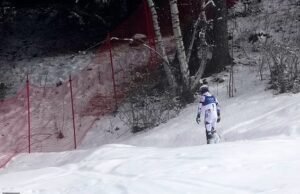 Pemain ski Olimpiade Musim Dingin BERGERAK ke dalam hutan setelah dia terjatuh saat memimpin perebutan medali emas – beberapa hari setelah kakeknya meninggal