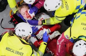 Momen mengerikan rate skater Olimpiade Musim Dingin disayat di bagian atas MATA oleh pedang lawannya – karena kacamata menyelamatkannya dari kerusakan jangka panjang