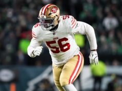 Gelandang bertahan San Francisco 49ers Keion White menjalani operasi setelah tertembak di pergelangan kaki