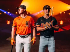 Detroit Tigers mengungkapkan seragam alternatif angkatan laut oranye baru