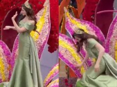 Di Kamera: Miss Universe Fatima Bosch pingsan saat penampilan parade di Ekuador