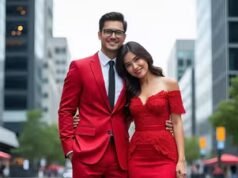 Tampilkan suasana Hari Valentine Anda dengan pakaian merah bergaya untuk pria dan wanita ini